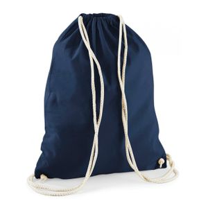 10x stuks sport gymtas donkerblauw met rijgkoord 46 x 37 cm van katoen