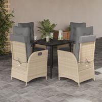 5-delige Tuinset met kussens poly rattan beige
