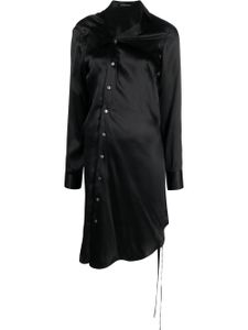 Ann Demeulemeester robe-chemise en soie à design asymétrique - Noir