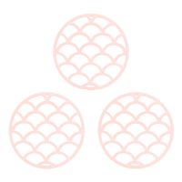 Krumble Siliconen pannenonderzetter rond met schubben patroon - Roze - Set van 3 - thumbnail