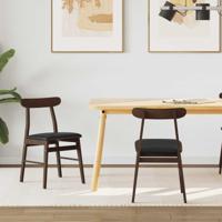 Eetkamerstoel 2 pcs Lichtbruin en Zwart Massief Rubberhout