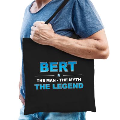 Naam cadeau tasje Bert - the Legend - zwart - voor heren - katoen