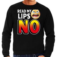 Funny emoticon sweater Read my lips NO zwart heren