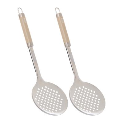 5Five schuimspaan Paris - 2x - 32 cm - RVS - aluminium - beige/zilver - keukengerei