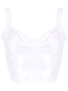 Dolce & Gabbana top crop à empiècements en dentelle - Blanc