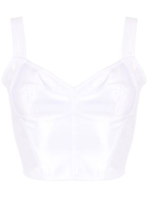 Dolce & Gabbana top crop à empiècements en dentelle - Blanc