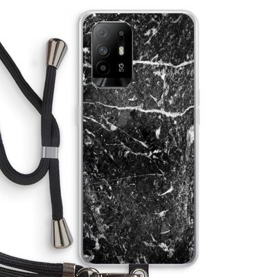 Zwart marmer: Oppo A95 5G Transparant Hoesje met koord