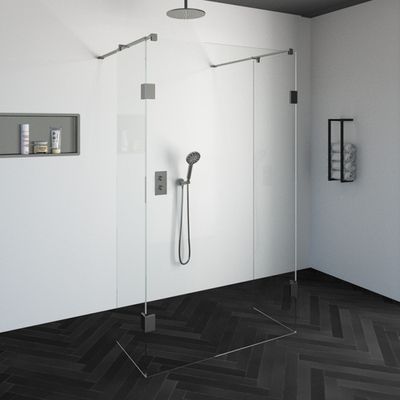 Brauer JC profielloze doorloopdouche 120/50/50cm geborsteld RVS