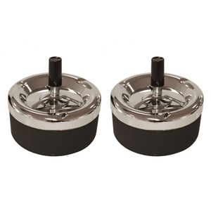 2x stuks ronde draaiasbak/drukasbak zwart/chroom 11 cm