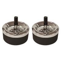 2x stuks ronde draaiasbak/drukasbak zwart/chroom 11 cm - thumbnail