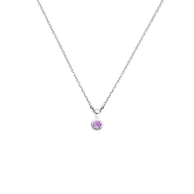 Zilveren Collier met Amethist Geboortesteen Februari 41+4cm
