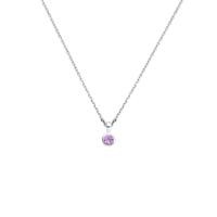 Zilveren Collier met Amethist Geboortesteen Februari 41+4cm