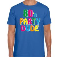 Bellatio Decorations Disco t-shirt heren - 80's party dude - blauw - jaren 80 - carnaval/foute party 2XL  - - thumbnail