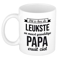 Leukste en meest geweldige papa cadeau mok / beker wit 300 ml - feest mokken - thumbnail