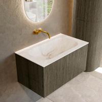 Badmeubel Mondiaz Kurve-Dlux | 80 cm cm | Meubelkleur Shadow | Wastafelkleur Frappe | Solid surface | Wasbak midden spoelbak | Zonder kraangat(en)