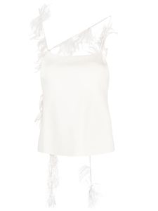 Jil Sander caraco bordé de plumes - Blanc