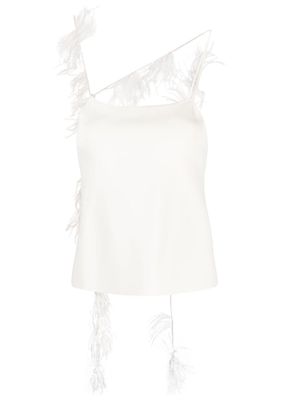 Jil Sander caraco bordé de plumes - Blanc
