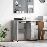 Bureau met Wielen met lade Grijs 91 x 50 x 77 cm Bewerkt hout