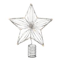 Kerstboom ster piek/topper met LED verlichting warm wit 25 cm met 12 lampjes - kerstboompieken