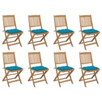 Tuinstoelen 8 st inklapbaar met kussens massief acaciahout