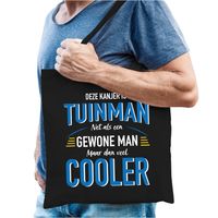 Tuinman katoenen tas zwart voor heren - gewone man maar dan cooler   - - thumbnail