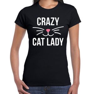 Crazy cat lady kattenvrouw kat t-shirt zwart voor dames 2XL  -