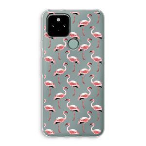Flamingoprint groen: Google Pixel 5 Transparant Hoesje