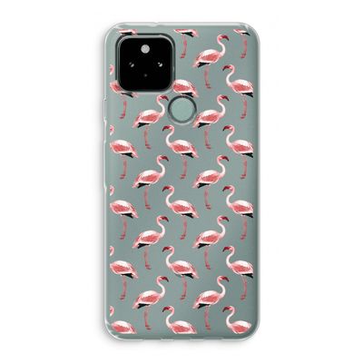 Flamingoprint groen: Google Pixel 5 Transparant Hoesje