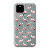 Flamingoprint groen: Google Pixel 5 Transparant Hoesje