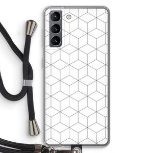 Zwart-witte kubussen: Samsung Galaxy S21 Transparant Hoesje met koord