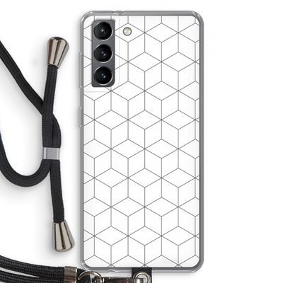 Zwart-witte kubussen: Samsung Galaxy S21 Transparant Hoesje met koord