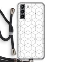Zwart-witte kubussen: Samsung Galaxy S21 Transparant Hoesje met koord