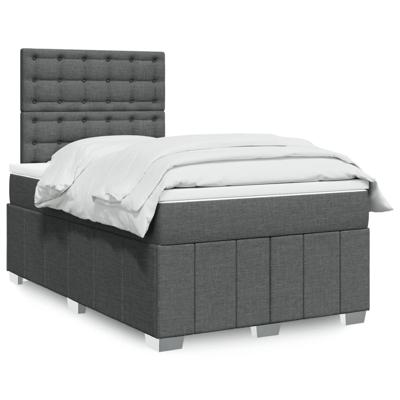 Boxspring met matras stof donkergrijs 120x190 cm