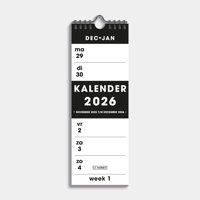 Weekkalender Smal 2026 Zwart