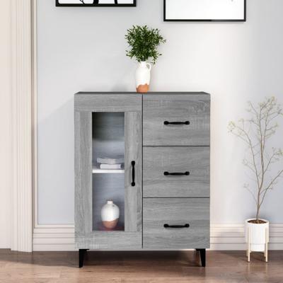 Dressoir 69,5x34x90 cm bewerkt hout grijs sonoma eikenkleurig