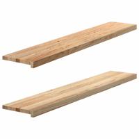 Vensterbanken 2 st onbehandeld 140x30x2 cm massief eikenhout