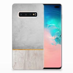 Samsung Galaxy S10 Plus Bumper Hoesje Wood Concrete