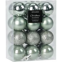 Christmas Decoration Kerstballen - 16x - groen - 5 cm - kunststof - thumbnail