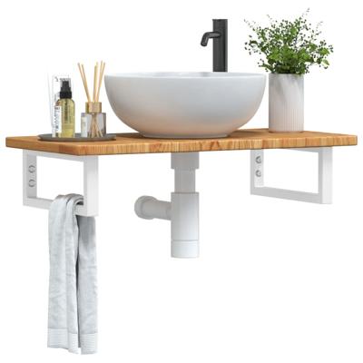 Badkamer wandschap staal en massief eikenhout