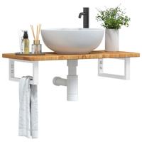 Badkamer wandschap staal en massief eikenhout
