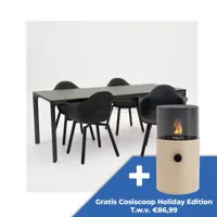 Tuinstoel Montreux zwart/zwart met Carcassone 200 x 90 cm