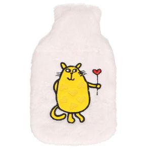 Witte pluche kruik met oranje kat/poes 2 liter