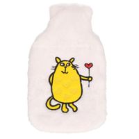 Witte pluche kruik met oranje kat/poes 2 liter   -