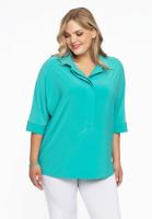 Yoek Shirt met kimono-mouw | Turquoise | Maat 46/48