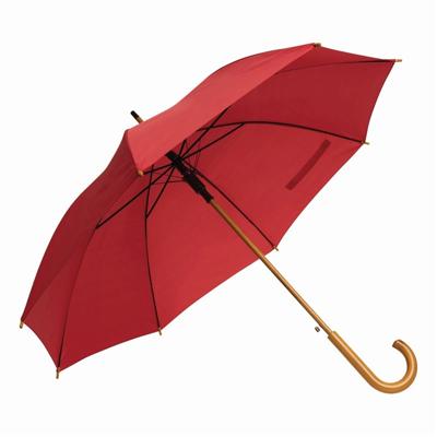 Rainmaster Paraplu - houten handvat - rood scherm - D103 cm - kinderen en volwassenen