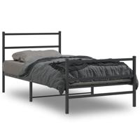 Bedframe met hoofd- en voeteneinde metaal zwart 107x203 cm