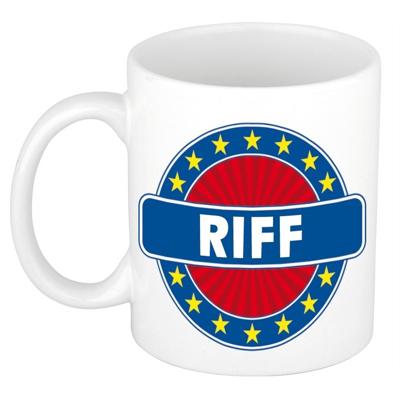 Riff voornaam koffiemok - beker - wit/blauw - 300 ml - Cadeau - Heren - Collega - Vaderdag Riff voornaam koffiemok - beker - wit/blauw - 300 ml - Cadeau - Heren - Collega - Vaderdag
