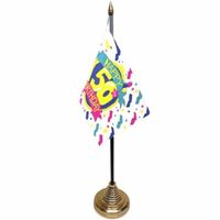 50ste verjaardag tafelvlaggetje 10 x 15 cm met standaard