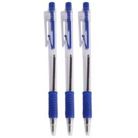 Balpennen - 8x stuks - blauw - softgrip - kliksysteem - Pennen - thumbnail
