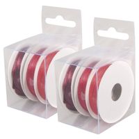 6x Rollen satijnlint kleurenmix rood rol 10 cm x 6 meter cadeaulint verpakkingsmateriaal - Cadeaulinten
